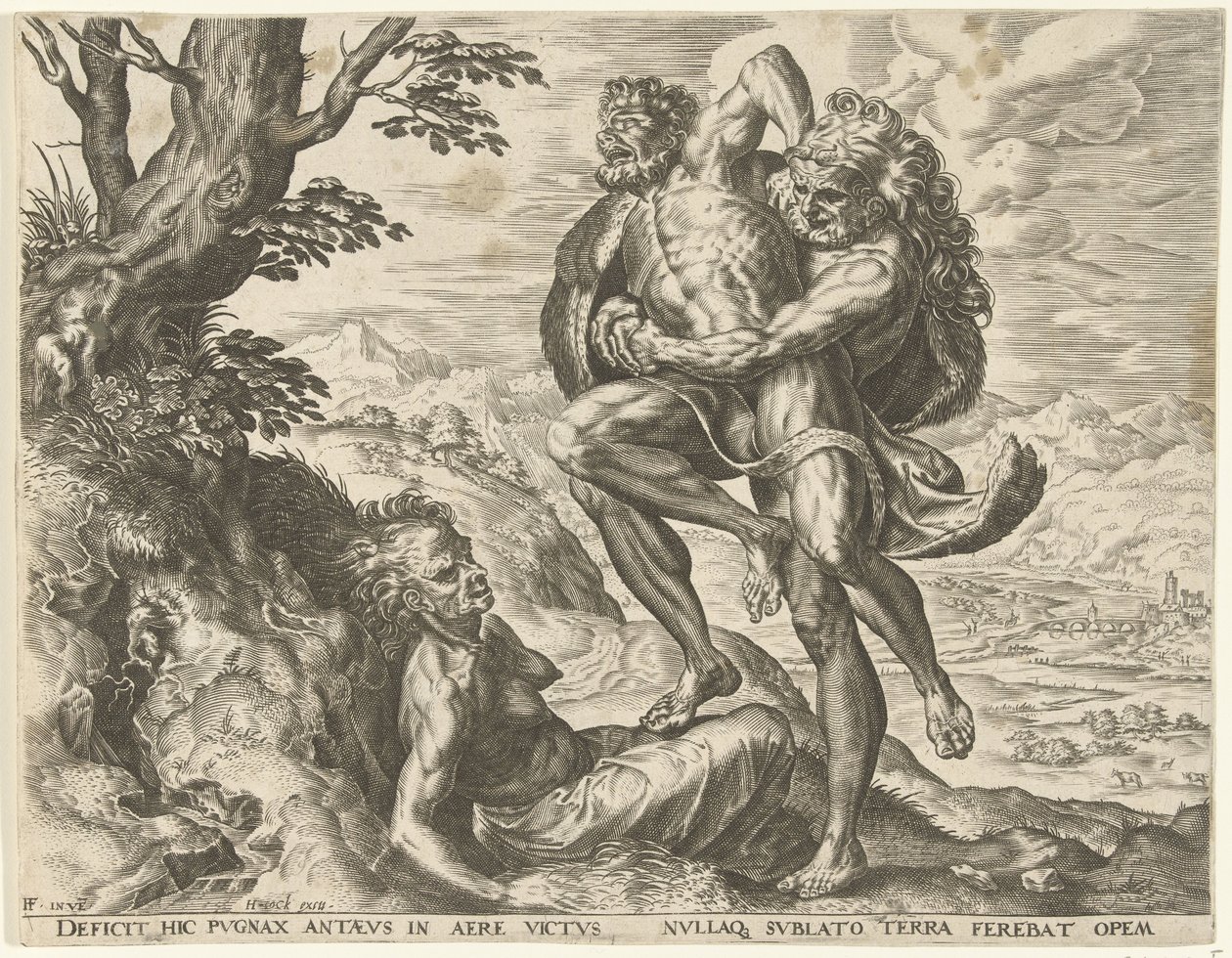 Hércules luta com Antaeus
Obras de Hércules (título da série) de Cornelis Cort