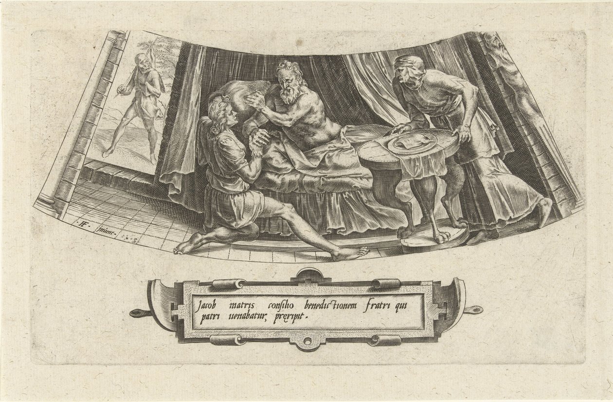 Jacob recebe a bênção paterna de Isaac
A história de Jacob (título da série) de Cornelis Cort