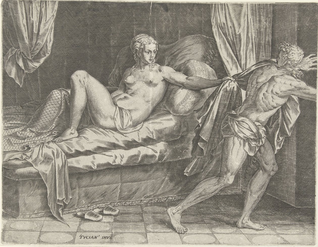 A esposa de José e Potifar de Cornelis Cort