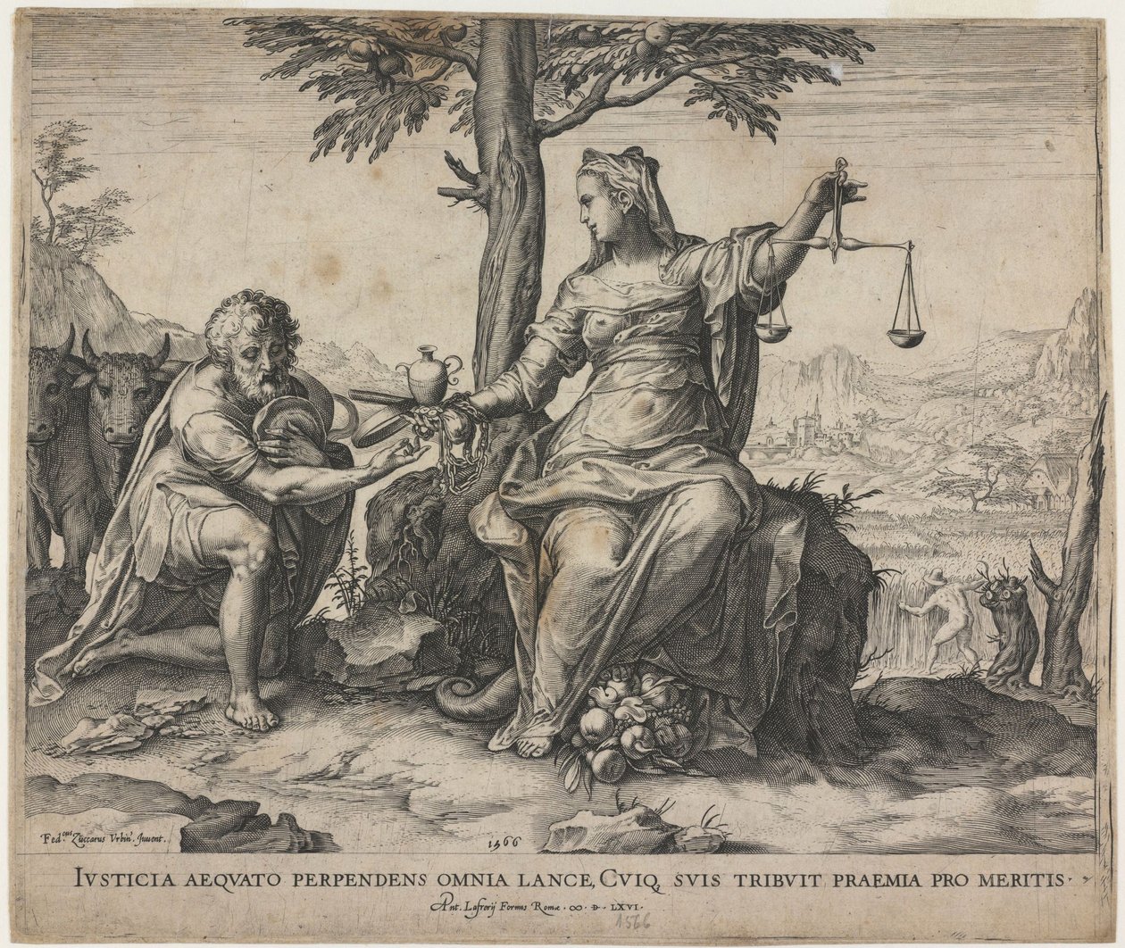 Justiça recompensa labuta, 1566 de Cornelis Cort