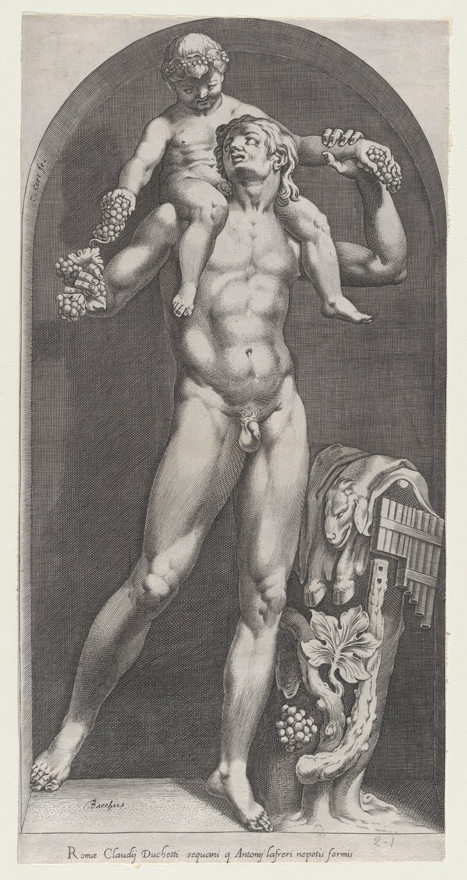 O Espelho da Magnificência Romana: Baco nos ombros de um sátiro, século XVI., século XVI. de Cornelis Cort