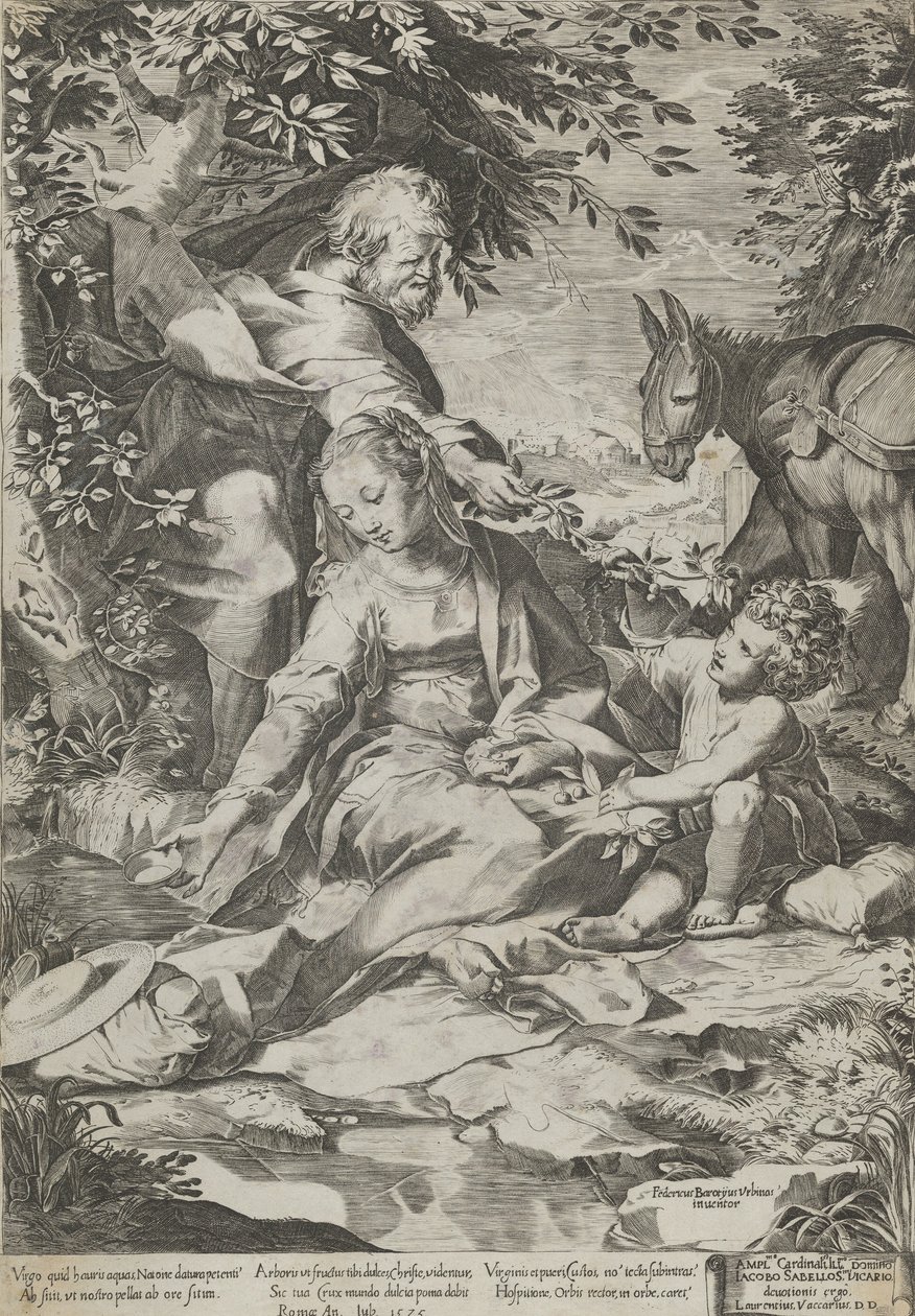 O descanso no retorno do Egito, 1575. de Cornelis Cort