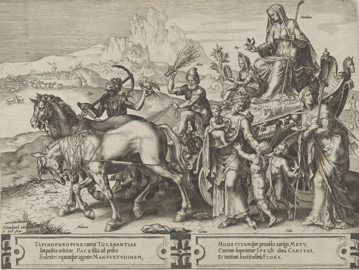 O Triunfo da Humildade, de O Ciclo das Vicissitudes dos Assuntos Humanos, gravura 7, 1564. de Cornelis Cort