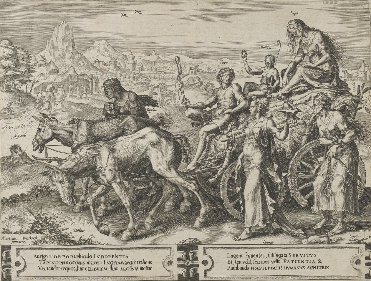 The Triumph of Want, do The Cycle of the Vicissitudes of Human Affairs, placa 6, 1564. de Cornelis Cort