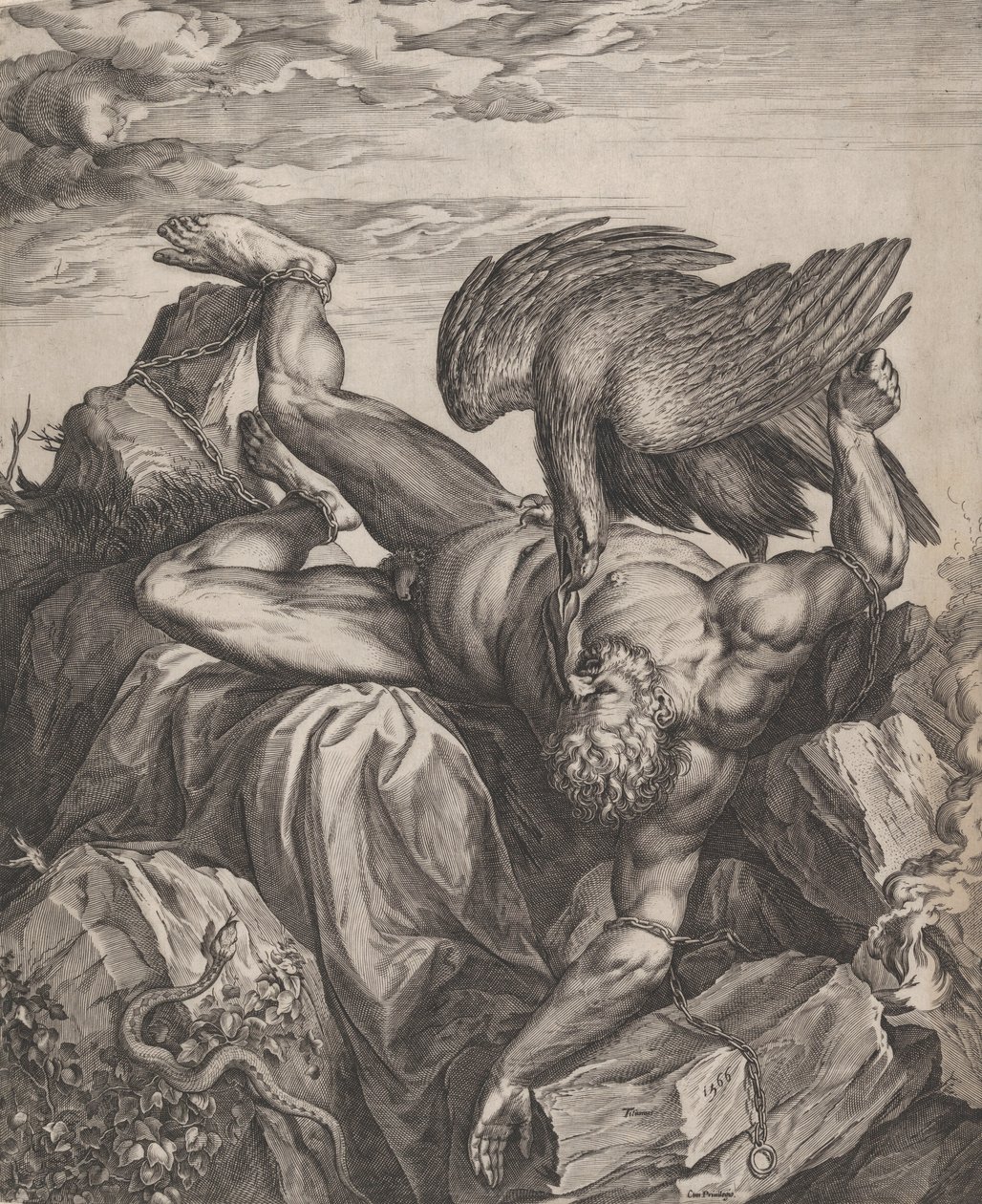 Tityus punido no inferno, 1566. de Cornelis Cort