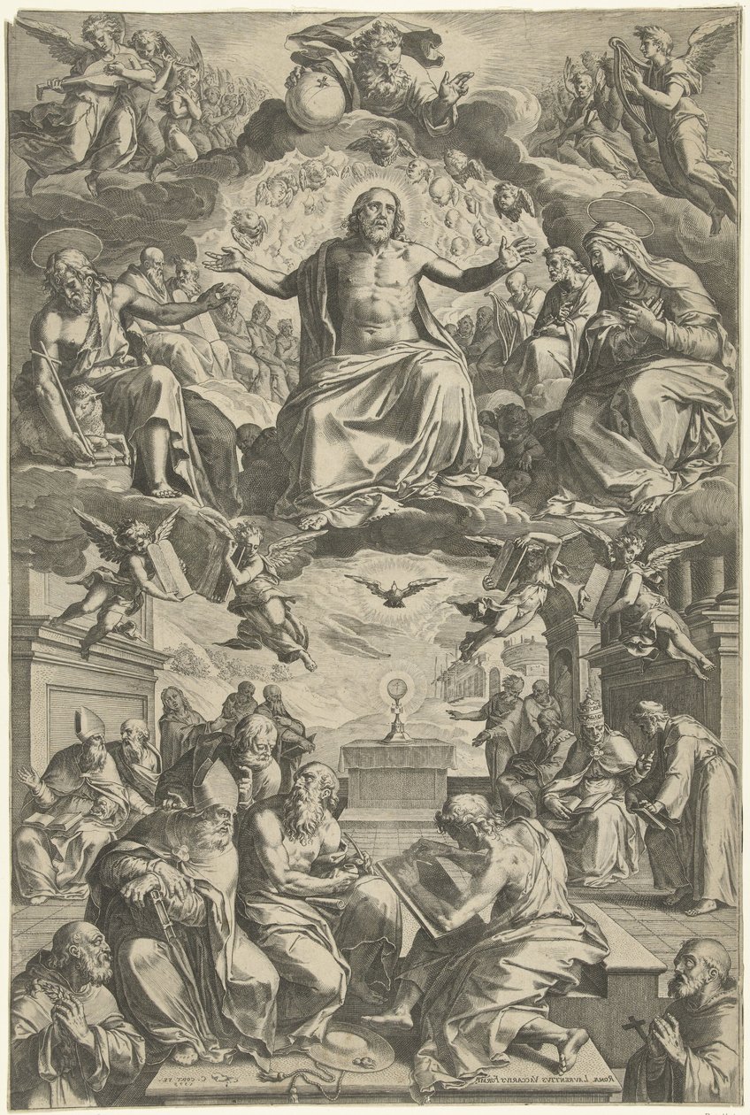 Contenção entre os Padres da Igreja sobre o santo sacramento de Cornelis Cort