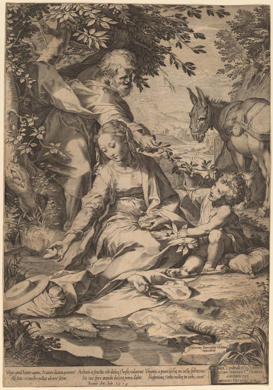 O descanso no retorno do Egito de Cornelis Cort after Federico Barocci