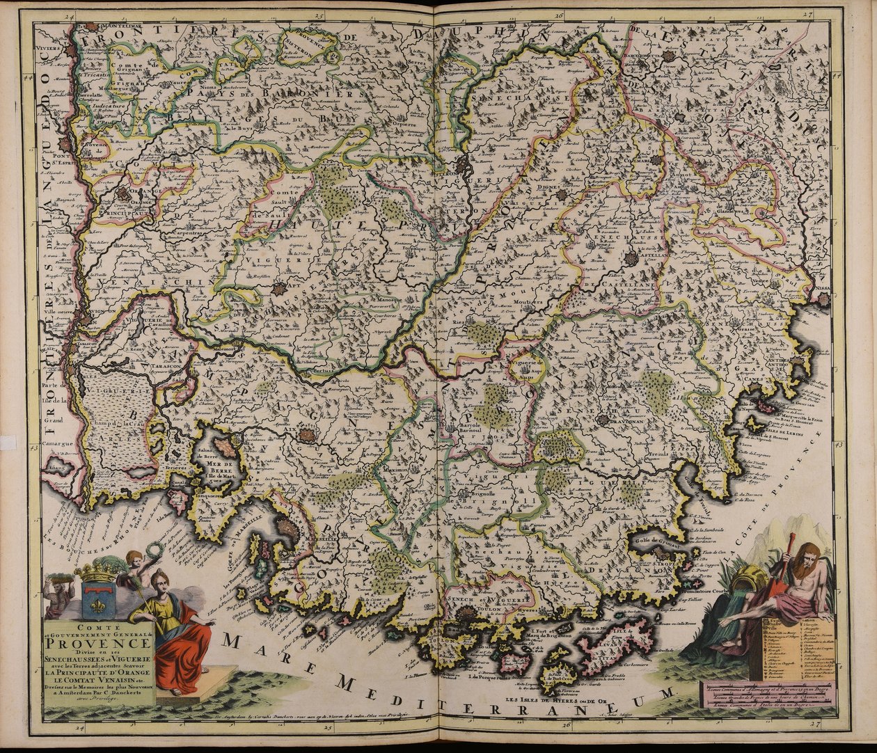 Condado e governo geral da Provença: divisão em senecausas e vigilância com os terrenos adjacentes para evitar a princesa de Orange, o condado de Venaisin, etc., e ver as memórias mais recentes de Cornelis Danckerts