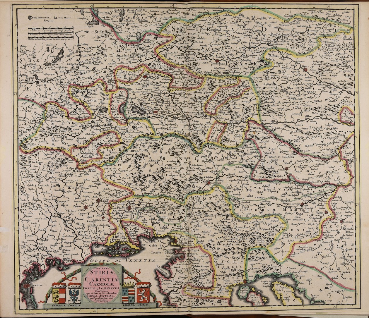 Ducatus Stiriae et Carintiae Carniolae Cilleiae que comitatus nova tabula que et pars est meridionalior circuli Austriaci de Cornelis Danckerts