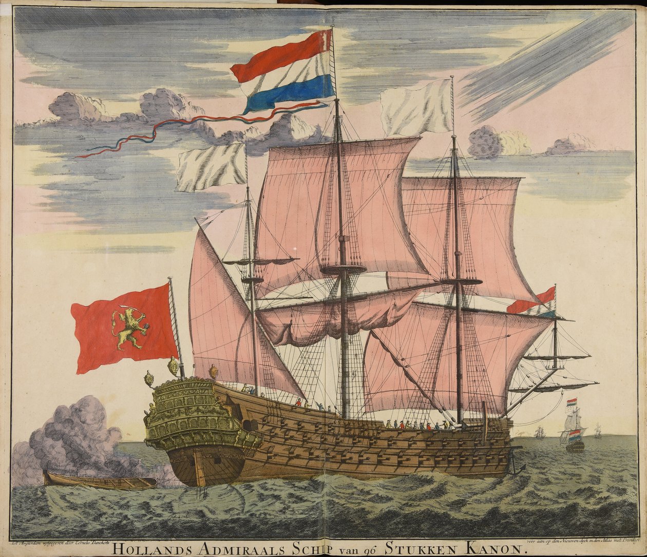 Navio do almirante holandês com 96 peças de canhão de Cornelis Danckerts