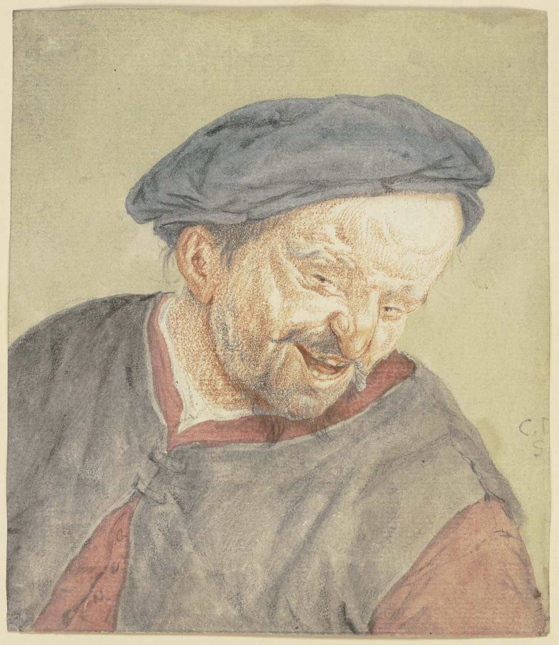 Retrato de busto de um camponês inclinado para a direita de Cornelis Dusart