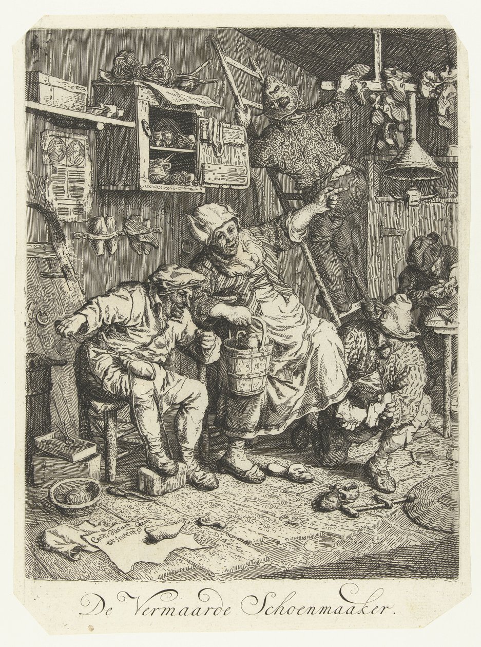 O renomado sapateiro O famoso sapateiro (título no objeto) de Cornelis Dusart