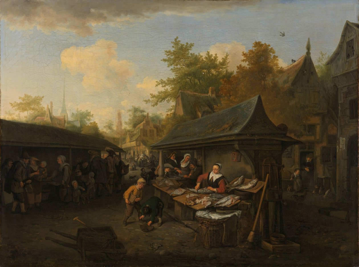 Mercado de peixe de Cornelis Dusart