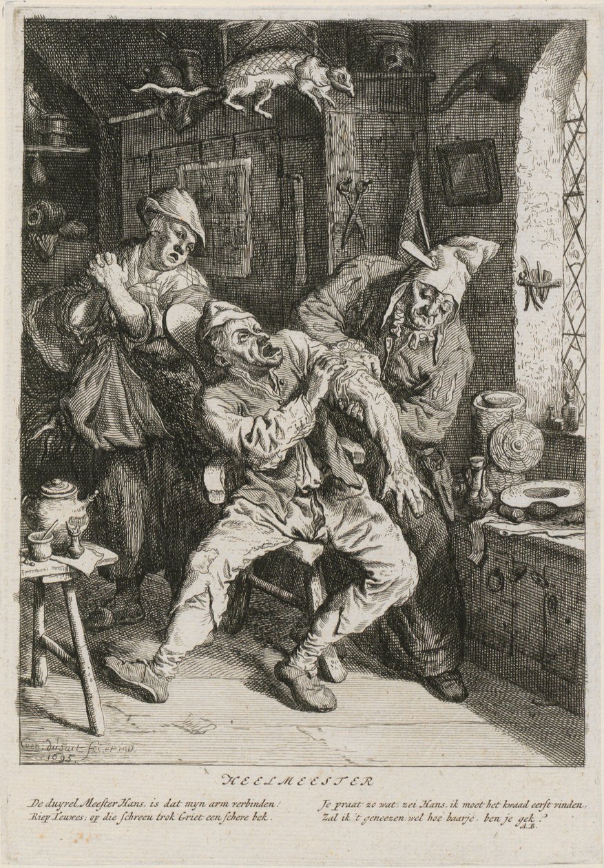 Curandeiro, folha 2 de uma série com três cenas de género de Cornelis Dusart