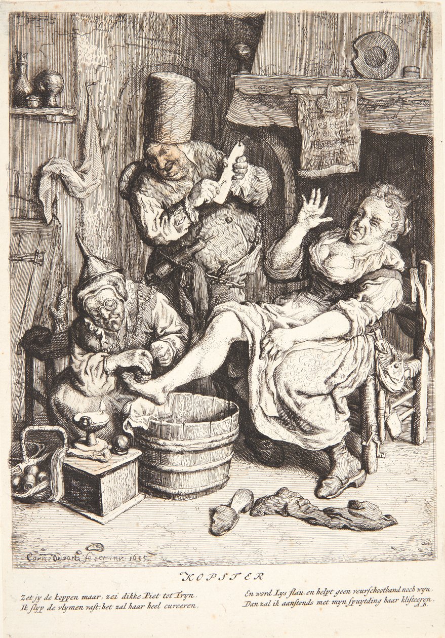Mulher tratada com ventosas de Cornelis Dusart