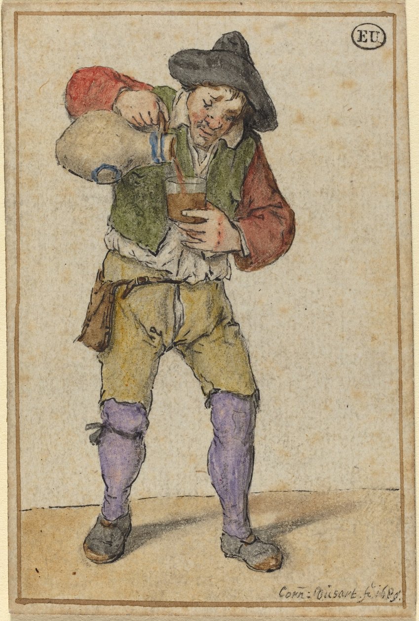 Camponês enchendo um copo de Cornelis Dusart