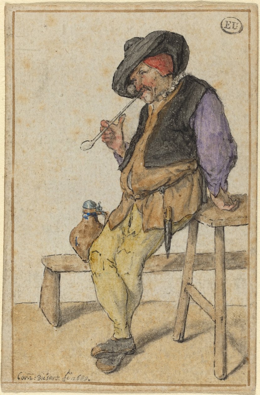 Camponês fumante de Cornelis Dusart