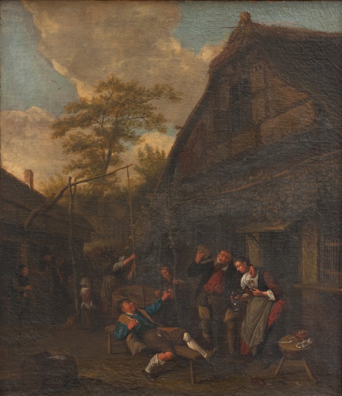 Camponeses fora de uma pousada de Cornelis Dusart