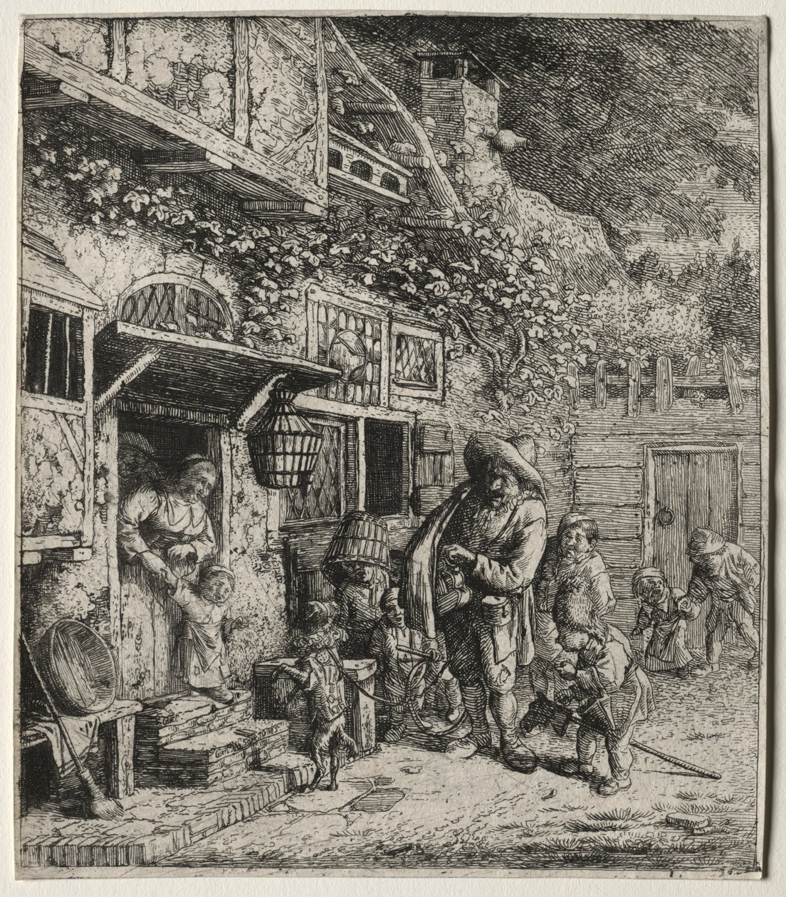 O cão dançando. de Cornelis Dusart