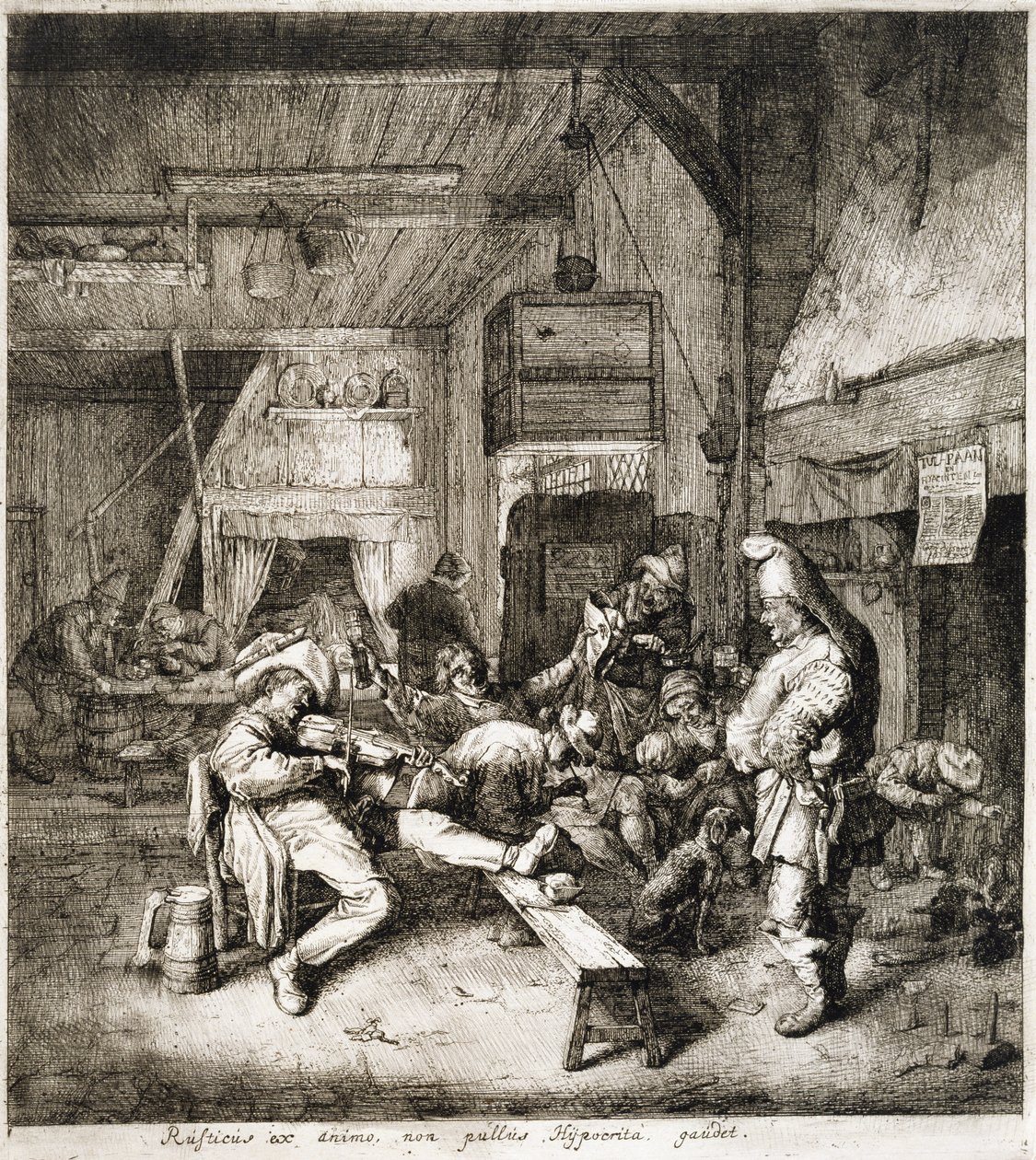 O Violinista Sentado na Pousada de Cornelis Dusart