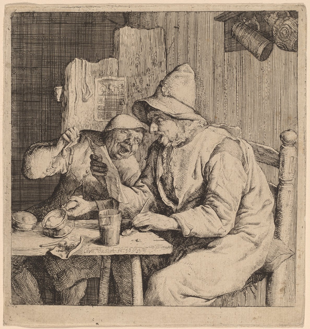 Dois camponeses cantando de Cornelis Dusart