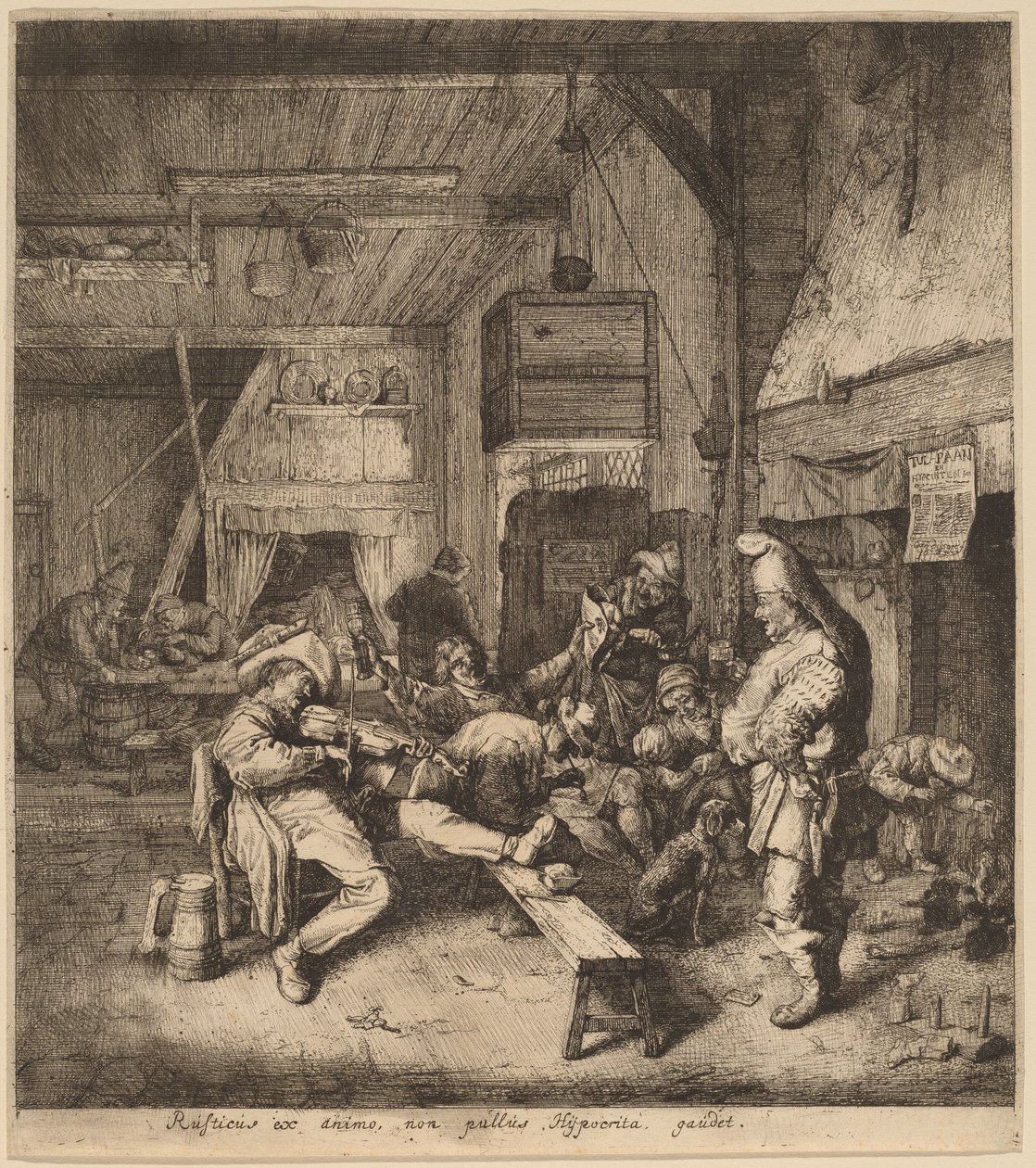 Violinista sentado em uma taverna de Cornelis Dusart