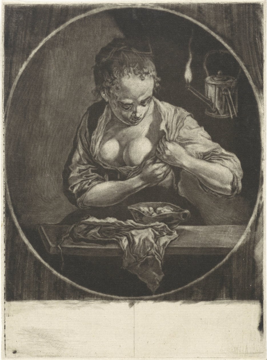 Mulher a catar piolhos de Cornelis Dusart