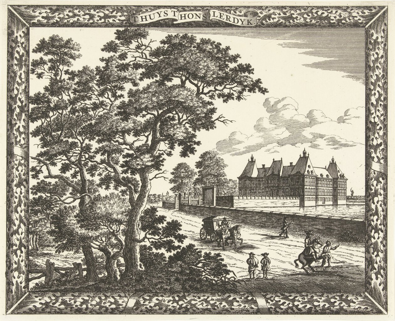 Vista do Palácio Honselaarsdijk
T Huys t Honslerdyk (título sobre o objecto) de Cornelis Elandts