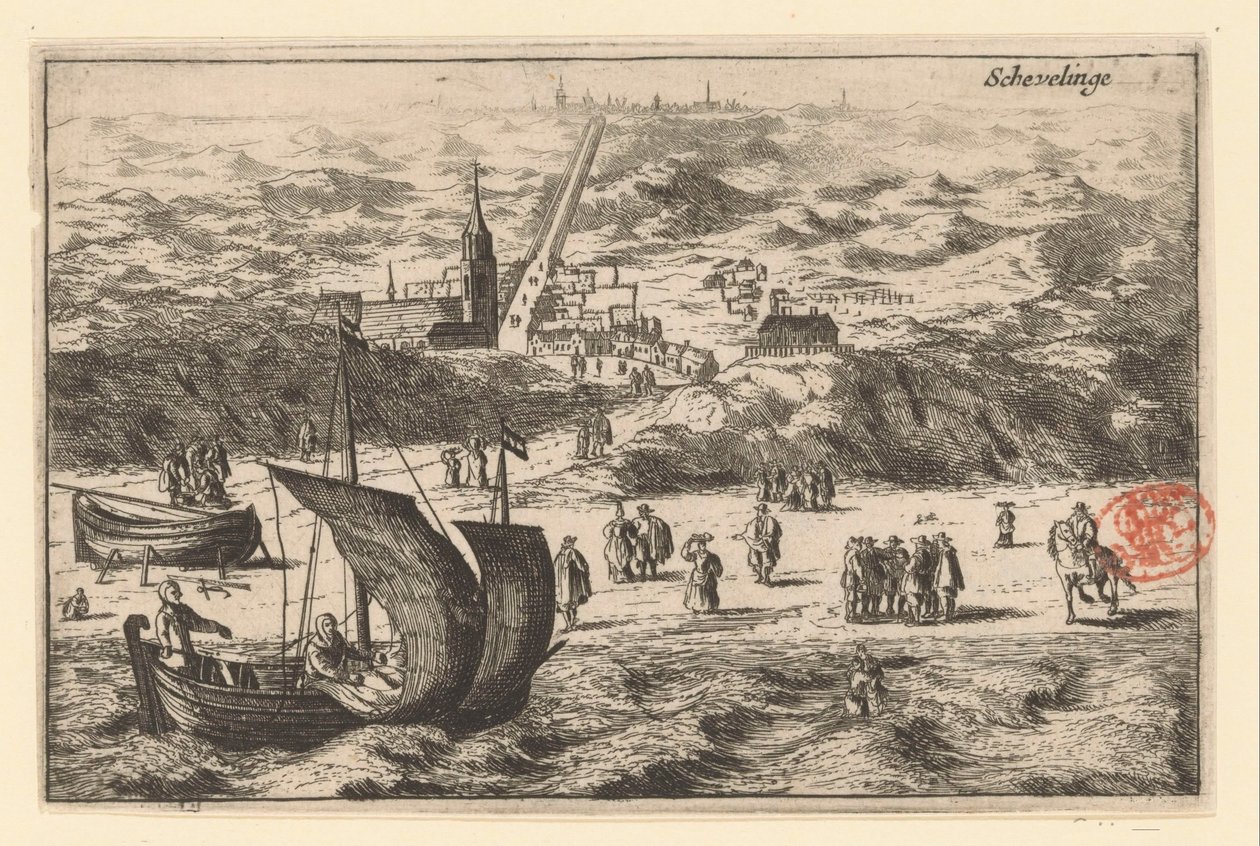 Vista de Scheveningen a partir do mar
Schevelinge (título sobre o objecto) de Cornelis Elandts