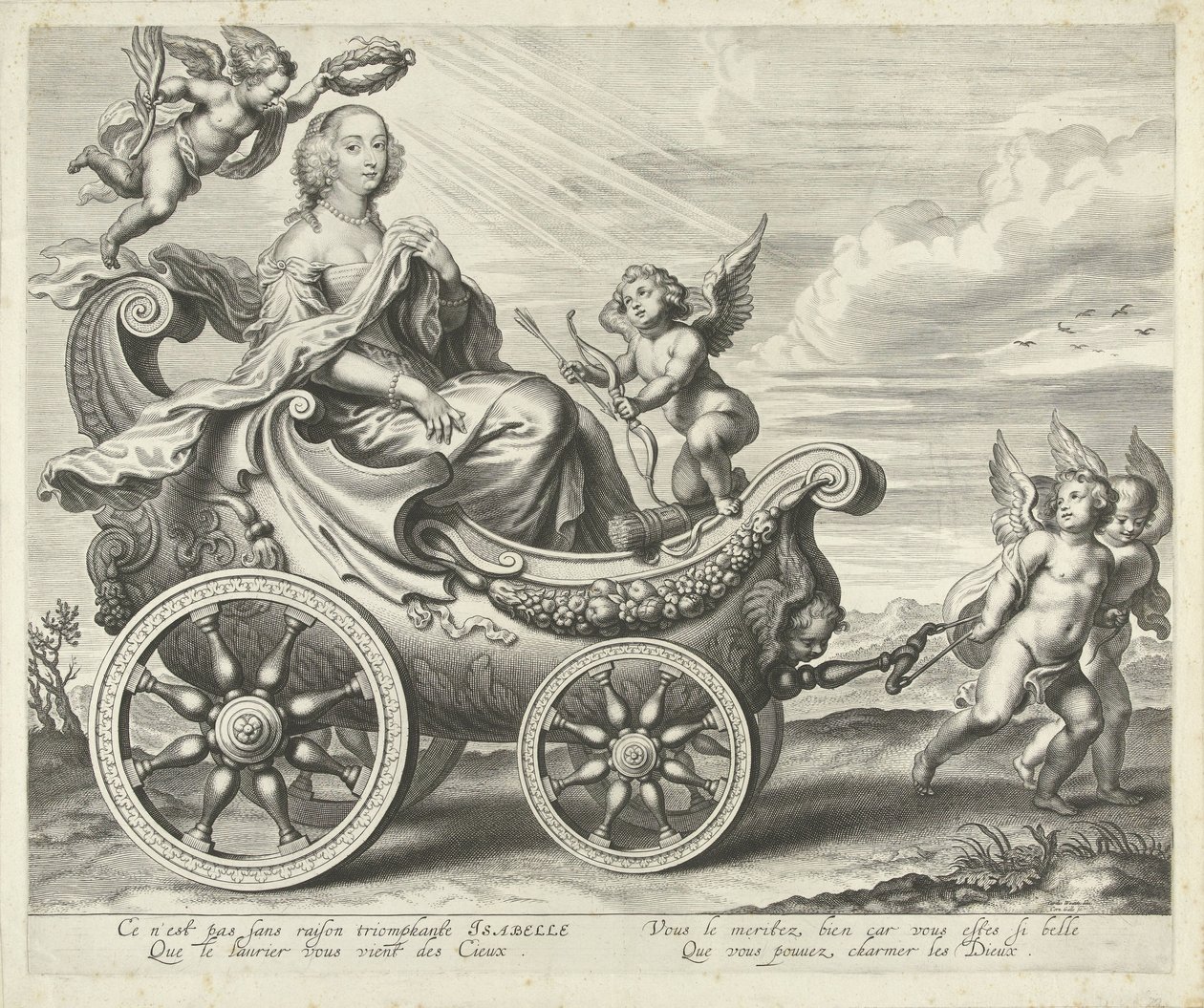 Clara Isabella de Ligne-Arenberg (?) numa carruagem triunfante de Cornelis Galle (I)
