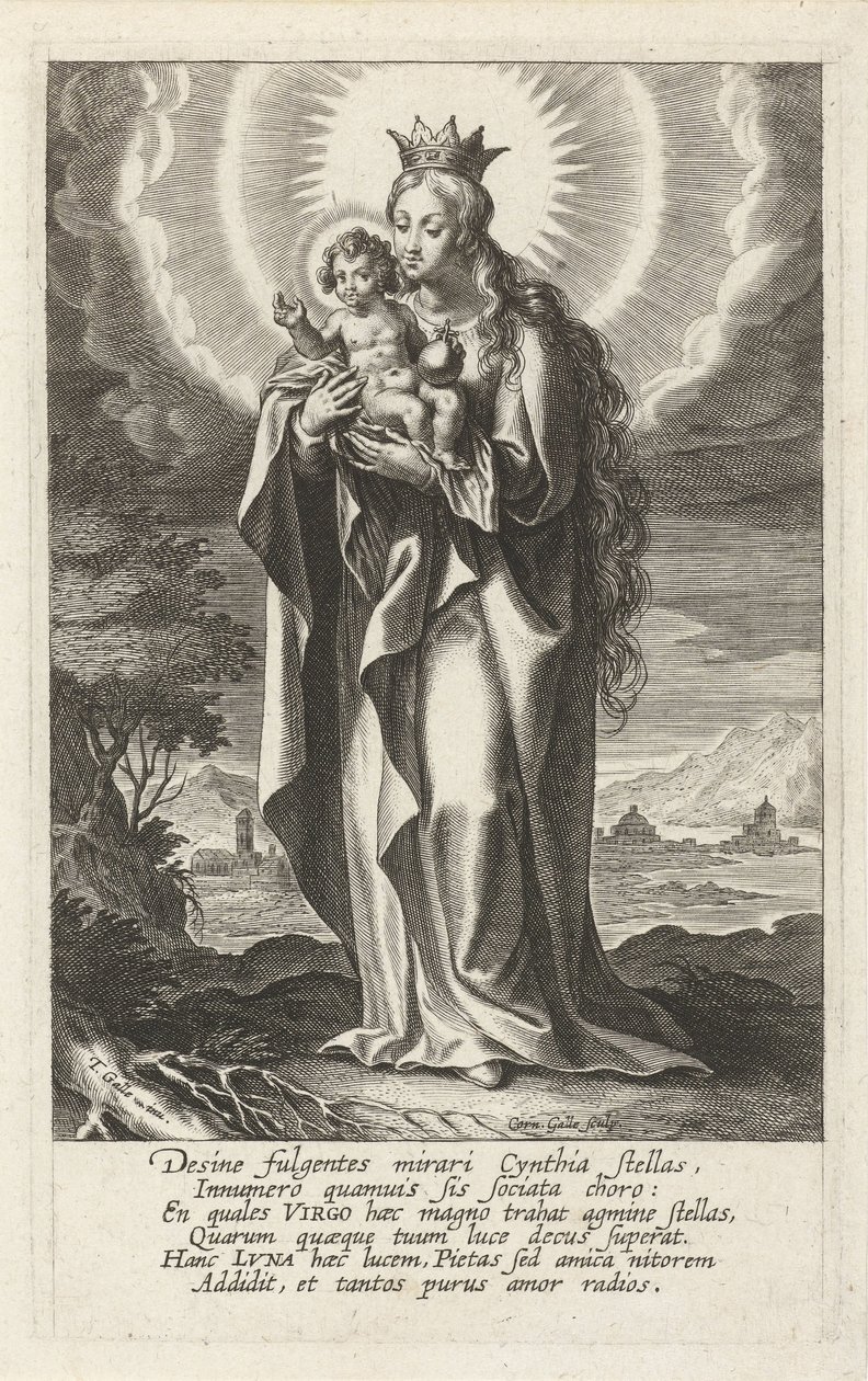 Maria coroada com o filho de Cornelis Galle (I)