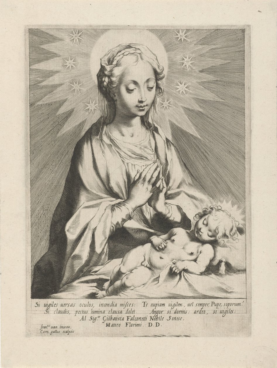 Maria adora o menino Jesus de Cornelis Galle (I)
