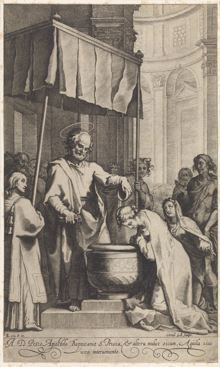 Pedro baptiza Santa Prisca de Roma de Cornelis Galle (I)
