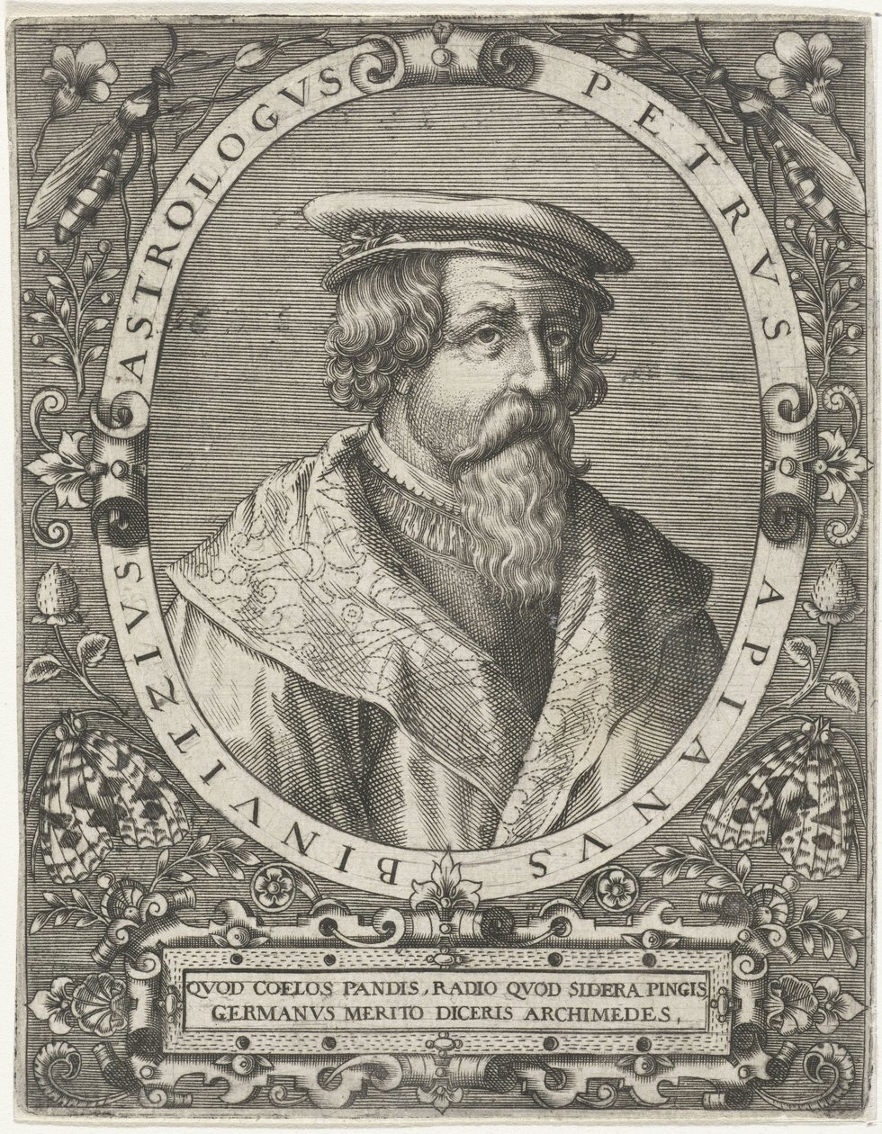 Retrato de Pedro Apianus Petrus Apianus Binuitzius (título no objeto) de Cornelis Galle (I)