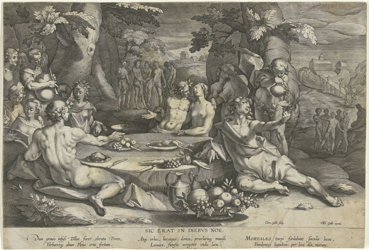 Vida pecaminosa nos dias de Noé Sic erat in diebus Noe (título no objeto) de Cornelis Galle (I)