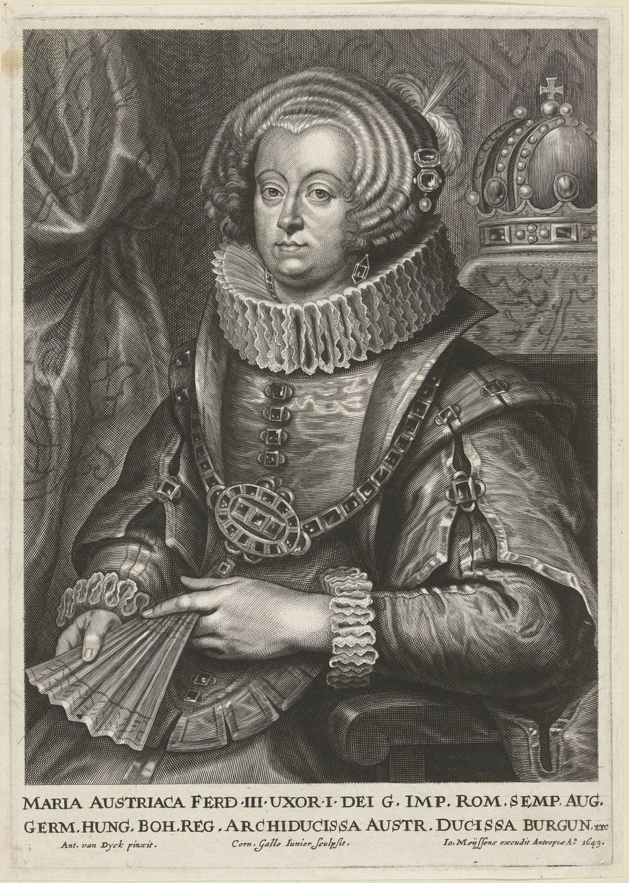 Retrato de Maria Ana da Áustria, esposa do Imperador Fernando III de Cornelis Galle (II)