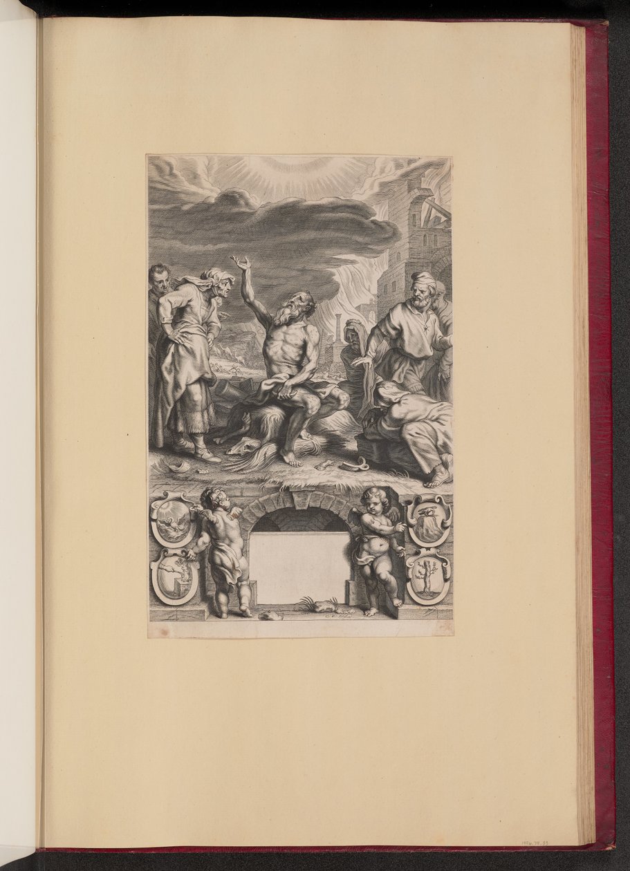 Página de rosto para Balthasar Cordier, Iob Elvcidatvs de Cornelis Galle II after Abraham van Diepenbeeck