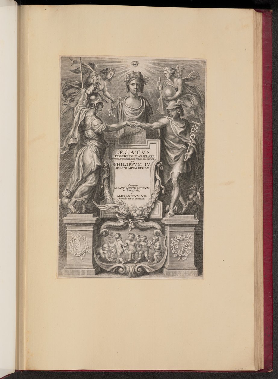 Página de rosto para Frederik de Marselaer, Legatvs de Cornelis Galle II after Sir Peter Paul Rubens