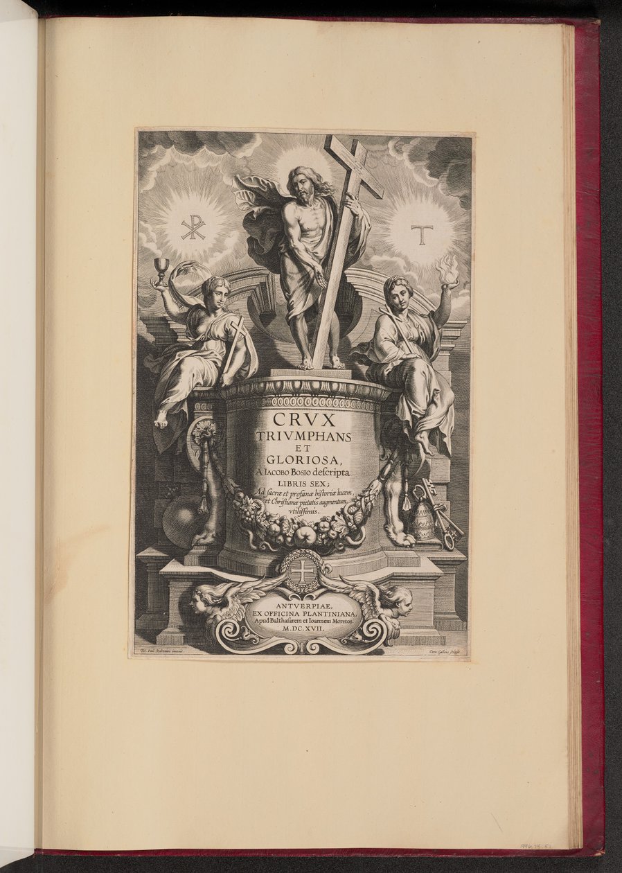 Página de rosto para Giacomo Bosio, O Triunfante e Glorioso Crux de Cornelis Galle I after Sir Peter Paul Rubens