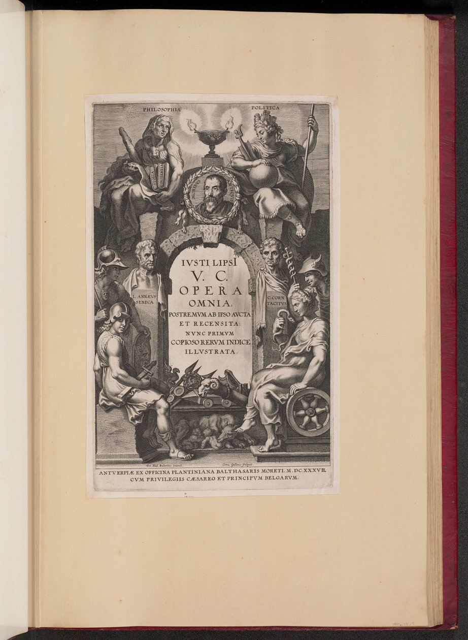 Página de rosto para Justus Lipsius, Opera Omnia, I de Cornelis Galle I after Sir Peter Paul Rubens