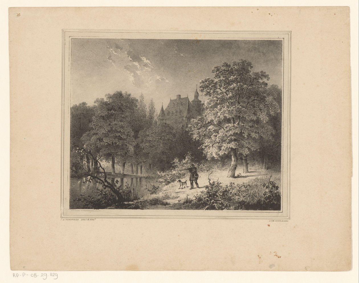 Caçador numa floresta de Cornelis Gerrit Verburgh