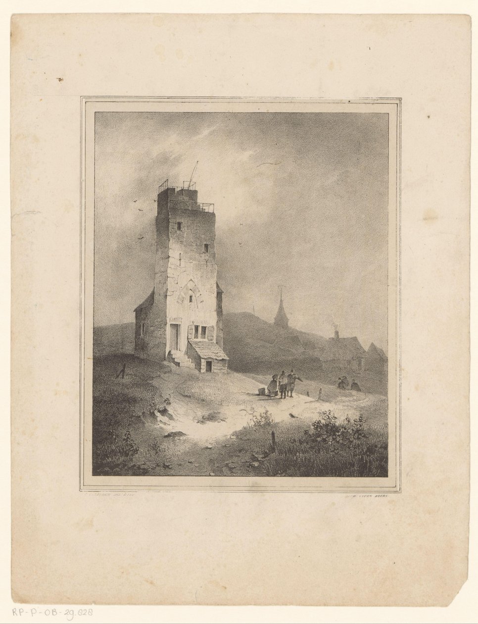 Torre em paisagem dunar de Cornelis Gerrit Verburgh