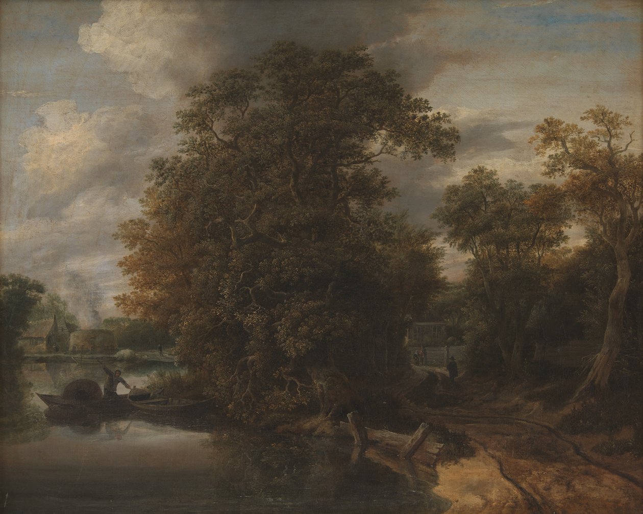 Paisagem por um rio. No fundo um forno de cal de Cornelis Gerritsz Decker