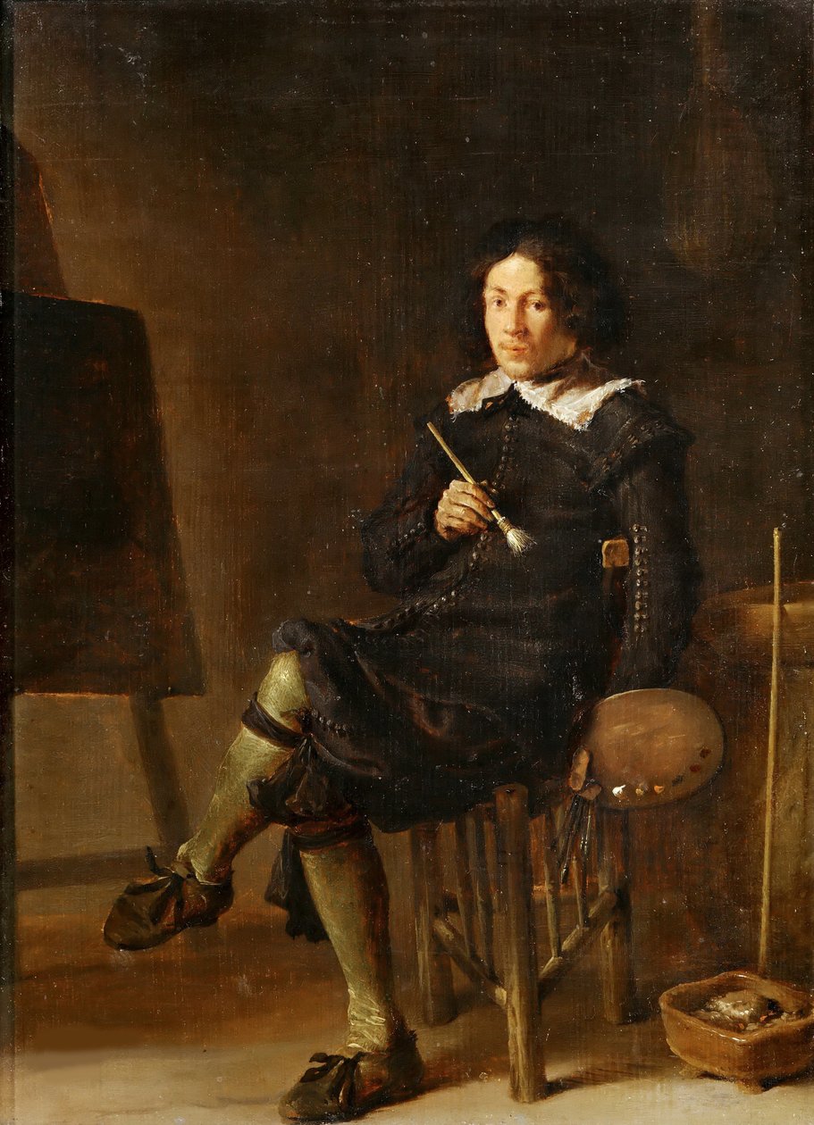 Auto-retrato com cavalete, 1629. de Cornelis Hermansz. Saftleven