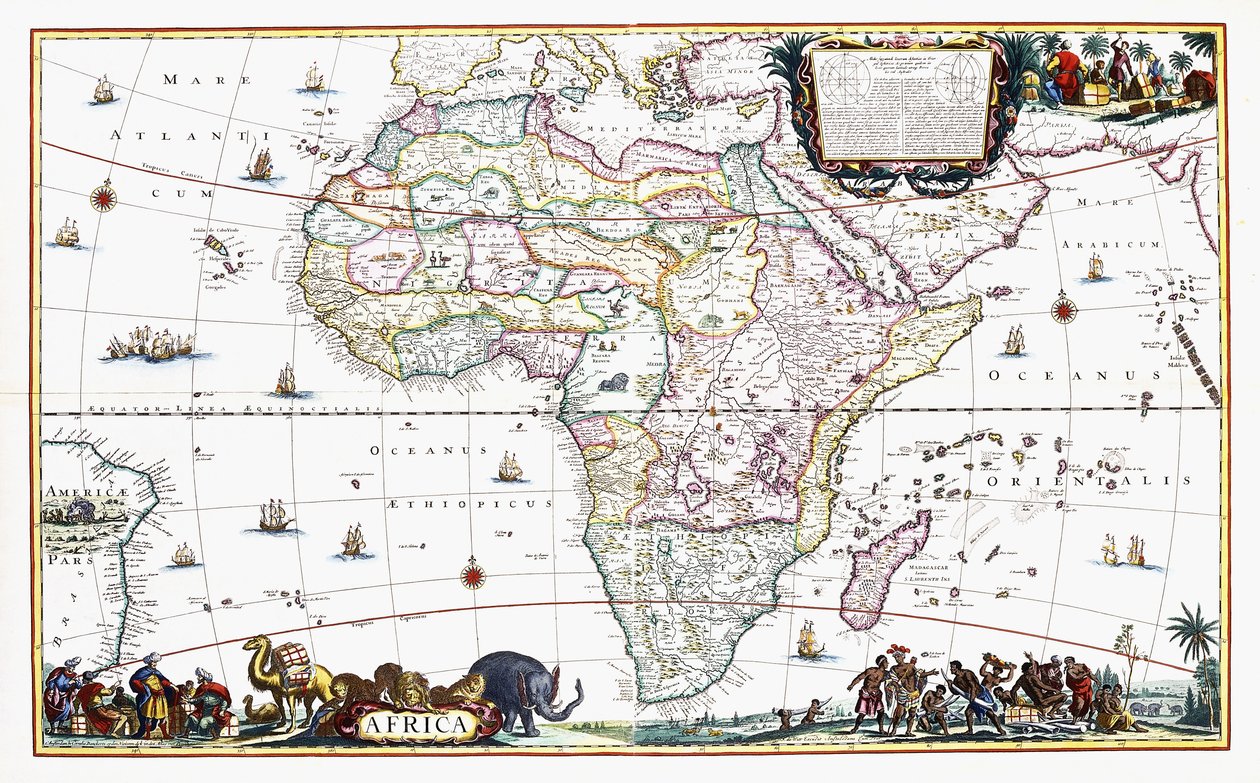 Mapa de África, c.1696 (gravura colorida à mão) de Cornelis III Danckerts