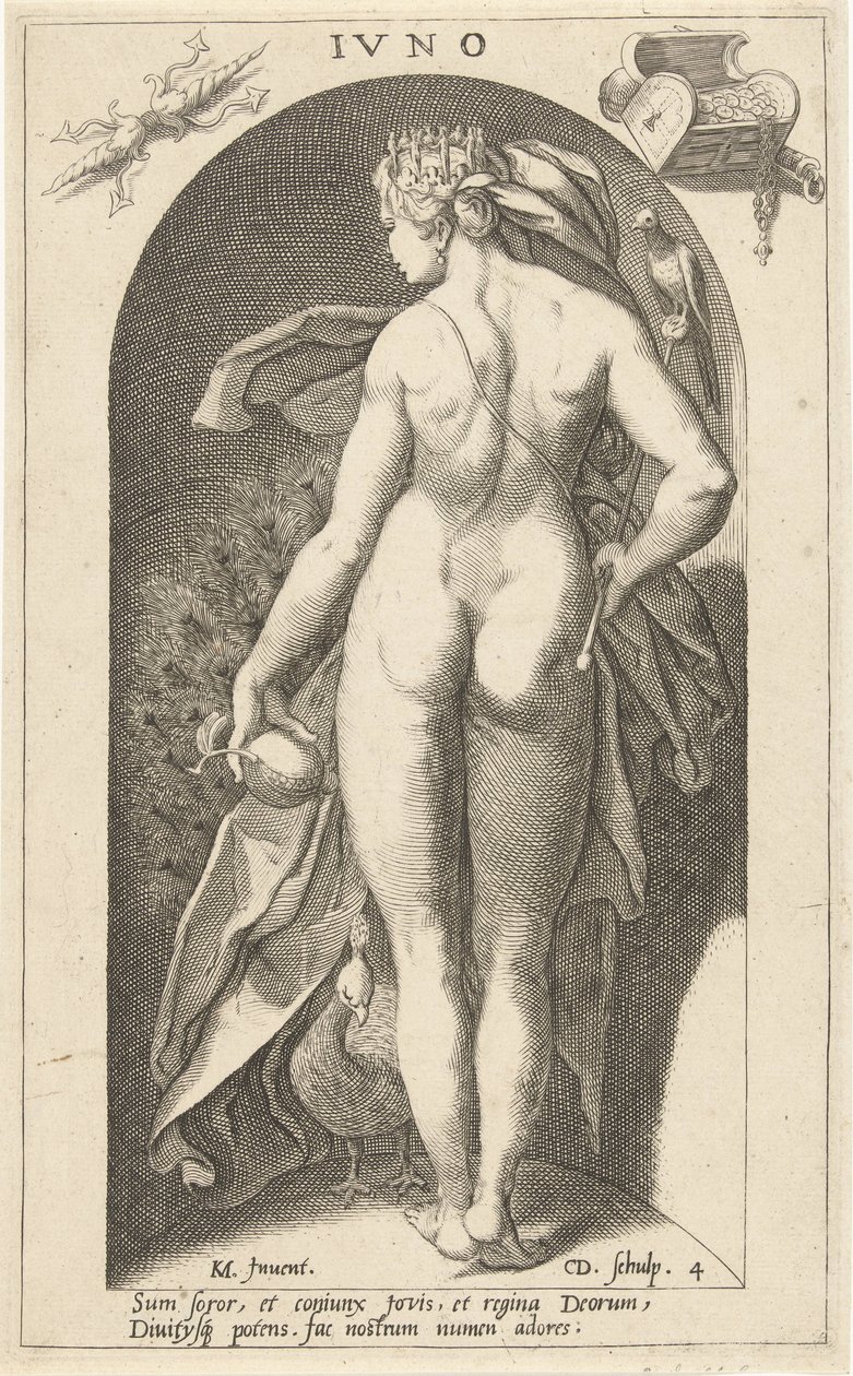 Juno com pavão
Ivno (título sobre o objecto)
Deuses antigos (título da série) de Cornelis Jacobsz. Drebbel