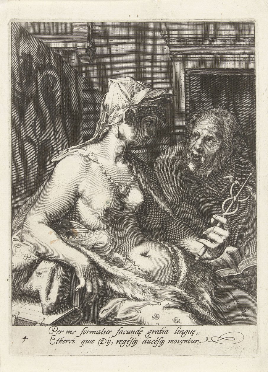 Retórica As Sete Artes Liberais (título da série) de Cornelis Jacobsz. Drebbel
