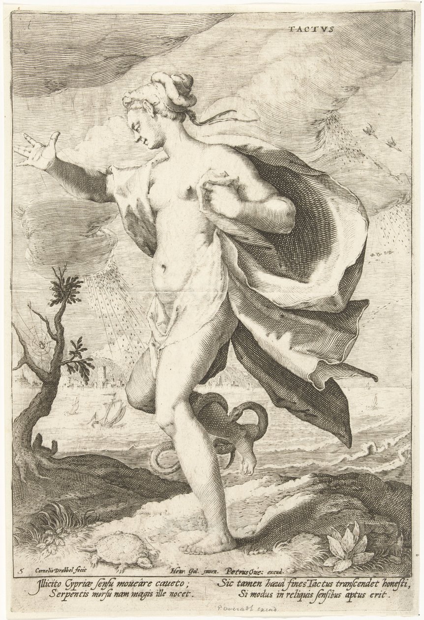 Tactvs (título sobre o objecto)
Cinco sentidos (título da série) de Cornelis Jacobsz. Drebbel