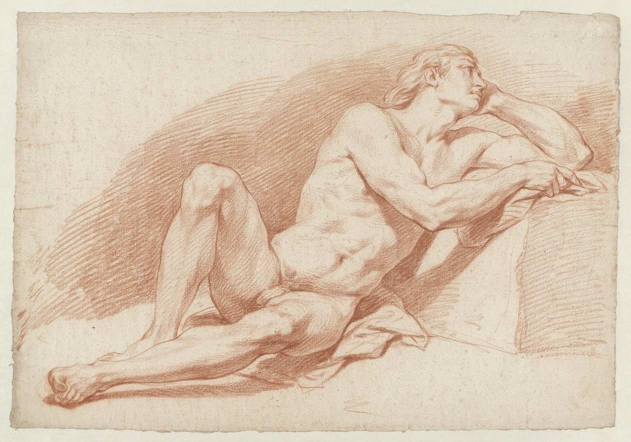 Sentado, apoiando os homens nus de Cornelis Joseph d