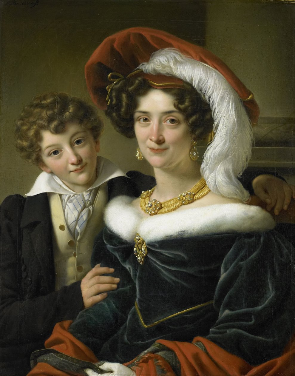 Rudolphina Wilhelmina Elizabeth de Sturler (1798-1873), segunda Esposa do Conde Johannes van den Bosch, com o seu Filho Richard Leeuwenhart de Cornelis Kruseman (attributed to workshop of)